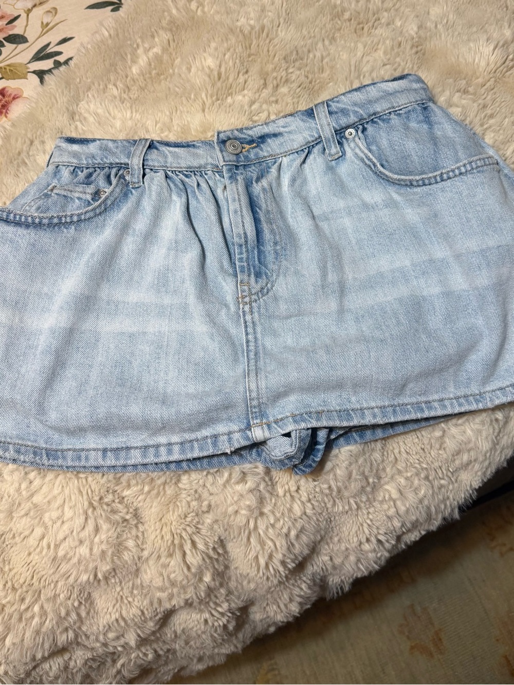 NWT We The Free Light Blue Denim Mini Skort